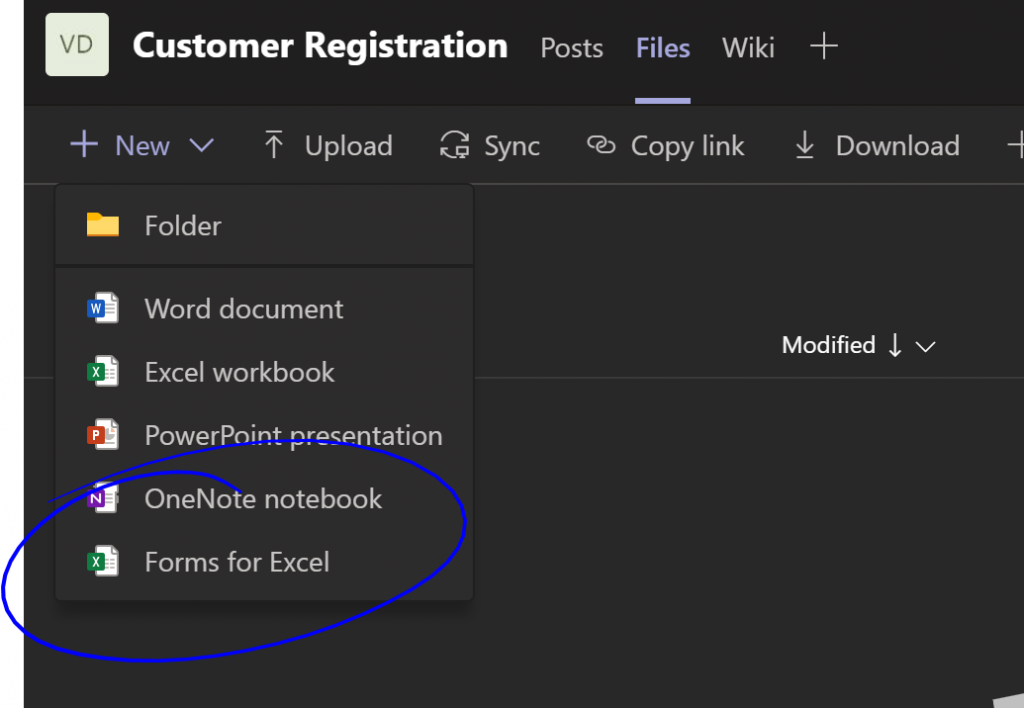 Create a new 'Forms for Excel' in Microsoft Teams